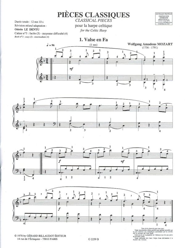 Pieces Classiques Book 3 Le Dentu O.