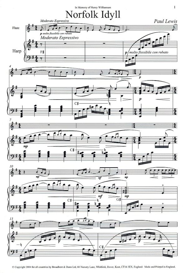 Norfolk Idyll (Flute and Harp) Lewis P.