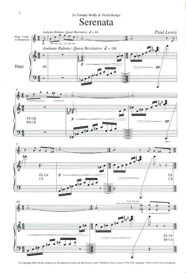 Serenata (Flute,Violin or Harmonica and Harp) Lewis P.