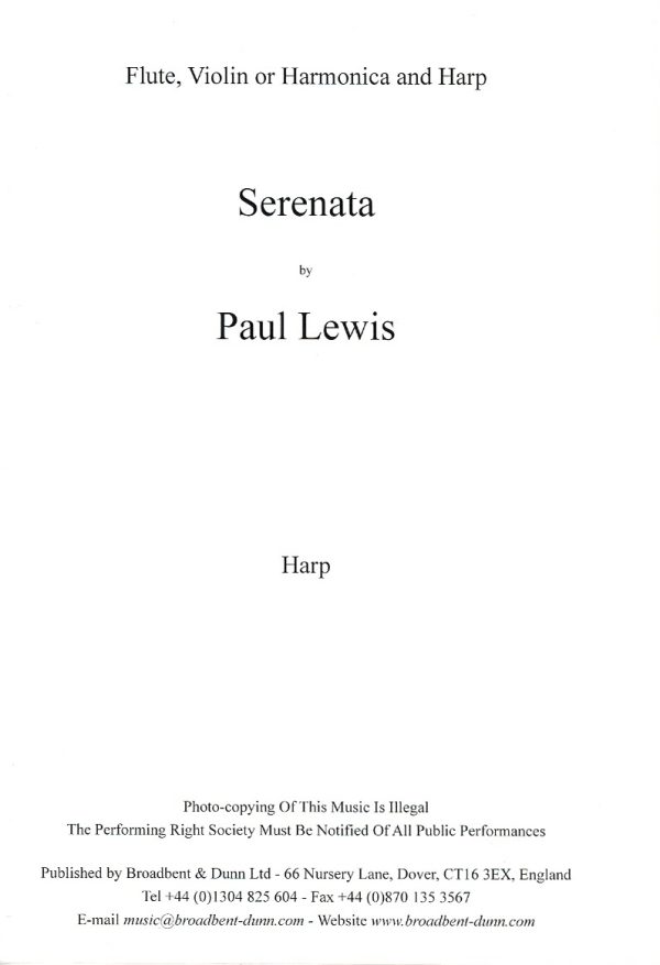 Serenata (Flute,Violin or Harmonica and Harp) Lewis P.