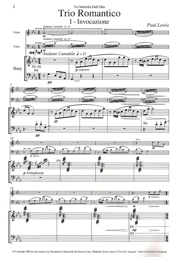 Trio Romantico (Violin, Cello and Harp) Lewis P.