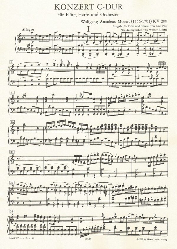 Konzert Flote, Harfe und Orchester (Edition Peters) Mozart W A.