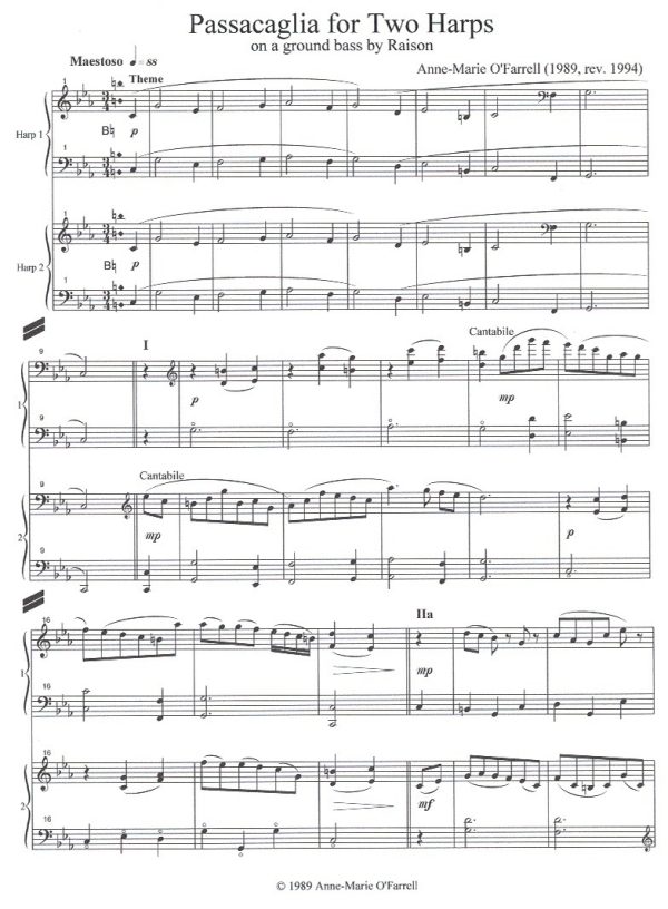 Passacaglia For Two Harps (Harp Duet) O'Farrell A M.