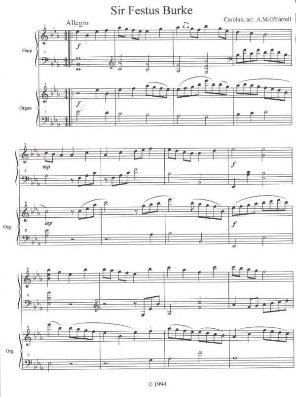 Sir Festus Burke By Carolan (Harp Duet, Harp & Organ) O'Farrell A M.