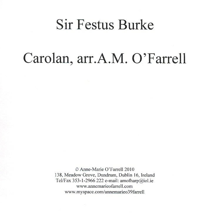 OFARRELL-Sir-Festus Sir Festus Burke By Carolan (Harp Duet, Harp & Organ) O'Farrell A M.