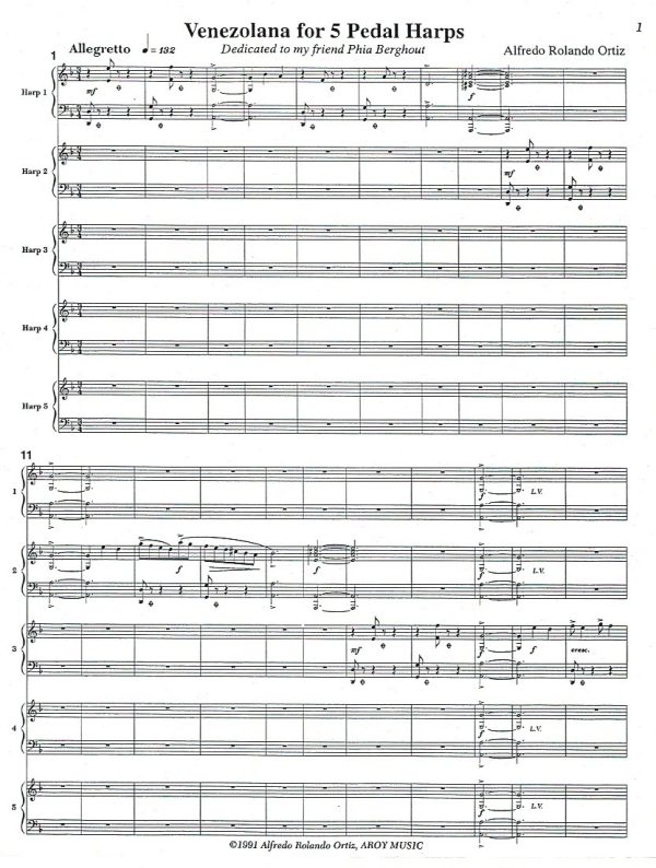 Venezolana For 5 Pedal Harps Ortiz A.
