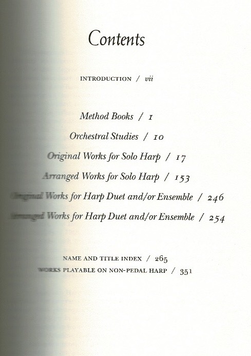 Harp Music Bibliography Palkovic M.