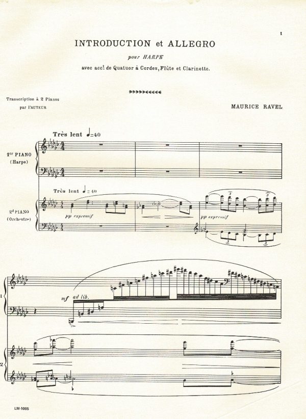 Introduction Et Allegro (Piano & Harp) Ravel M.