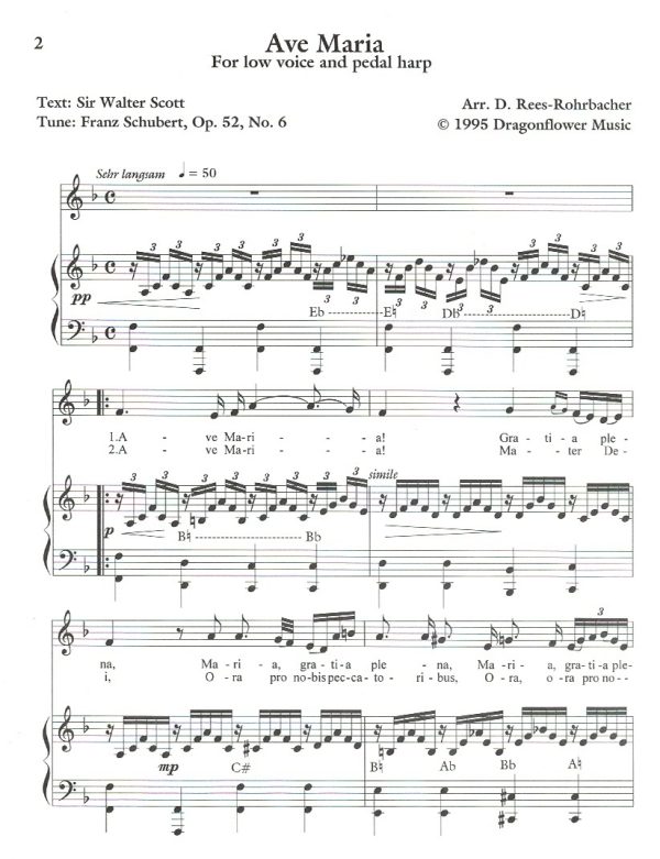 Ave Maria (Voice & Harp) Schubert F./ Rees-Rohrbacher D.