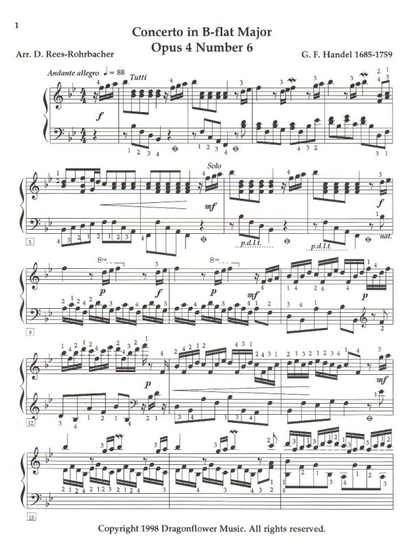 Concerto In B-Flat Major Opus 4 Number 6 Handel G.F./ Rees-Rohrbacher D.
