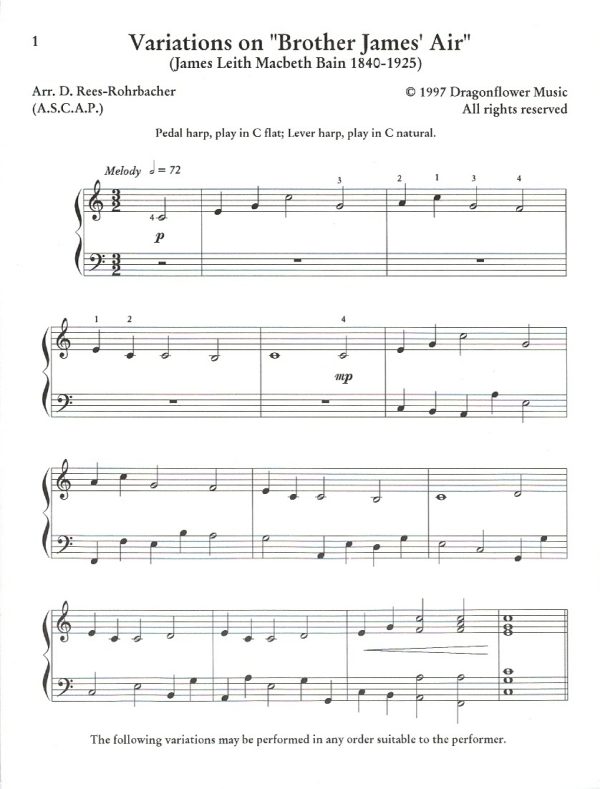 Harp Preludes For The Church Volume IV: Variations On Three Celtic Tunes Rees-Rohrbacher D.