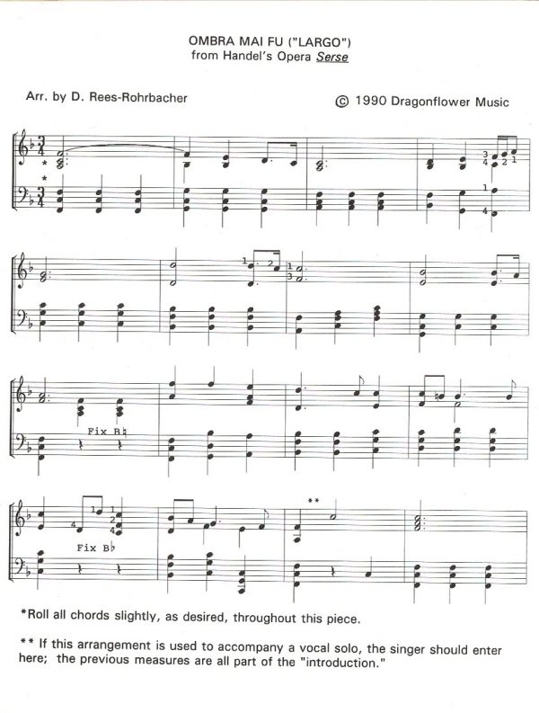 Masters Of The Baroque Era Ombra Mai Fu Largo From Serse Handel G.F./ Rees-Rohrbacher D.