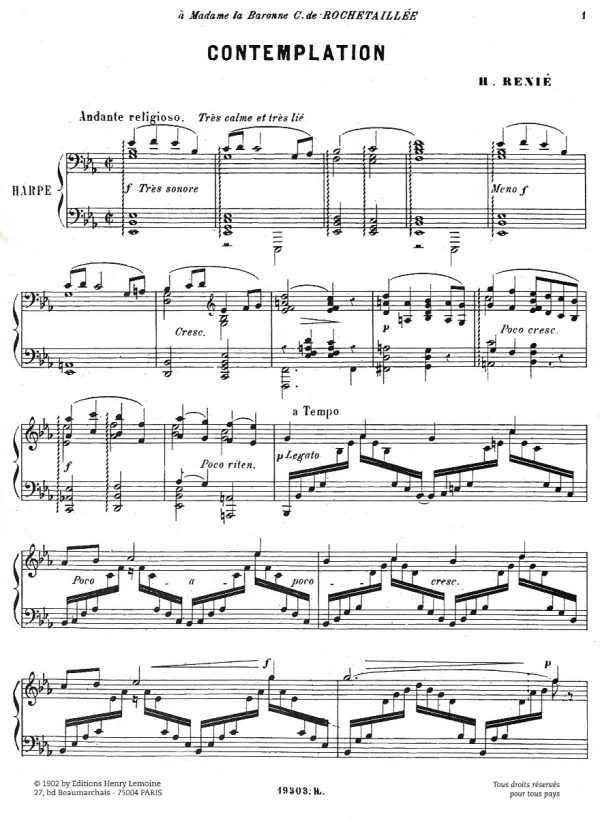 Contemplation Pour Harpe Renie H.