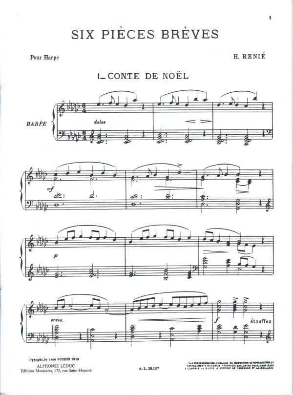 Six Pieces Breves Pour Harpe Renie H.