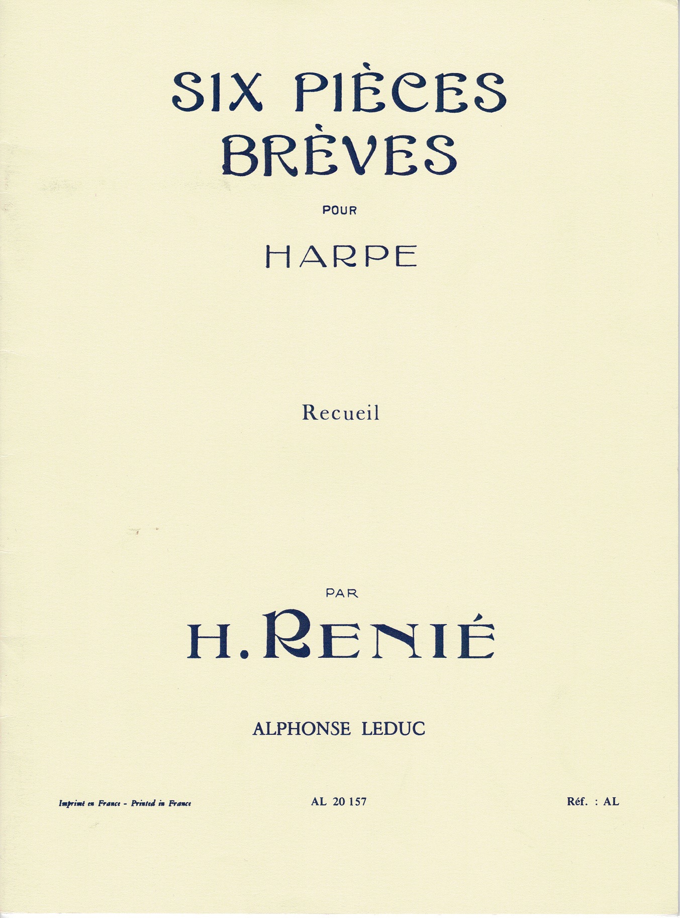 Six Pieces Breves Pour Harpe Renie H.