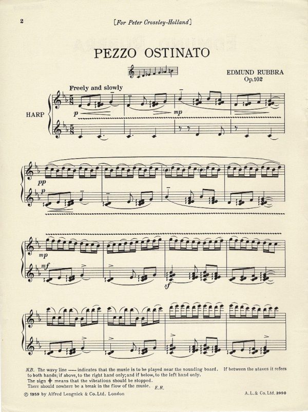 Pezzo Ostinato Op 102 For Solo Harp Rubbra E.