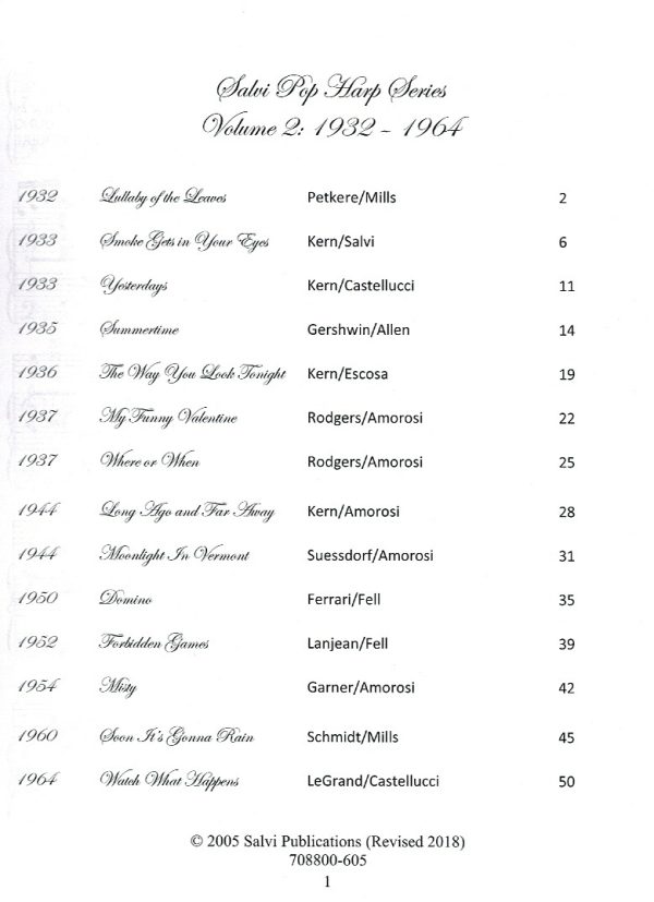 Salvi Pop Harp Series Volume Two 1932-1964