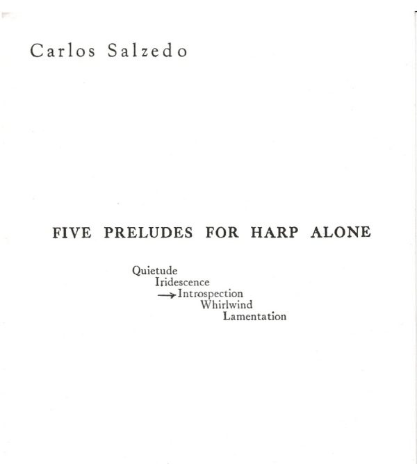 Five Preludes For Harp Alone Introspection Salzedo C.