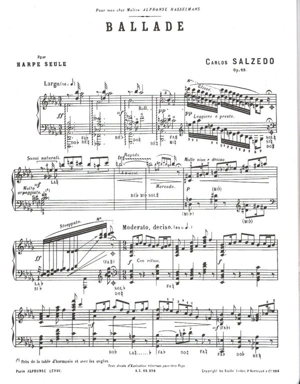 Trois Morceaux Pour Harpe Seule No 1 Ballade Salzedo C.