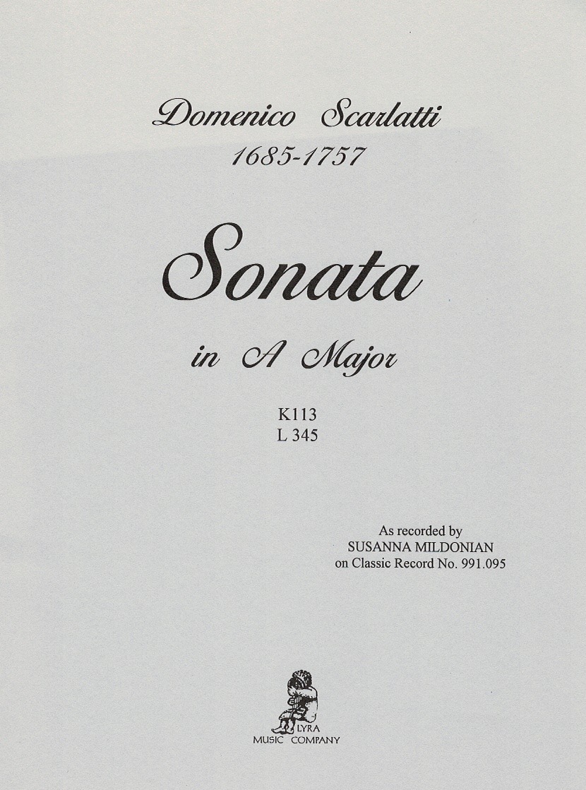 SCARLATTI-Sonata Sonata In A Major Scarlatti D.
