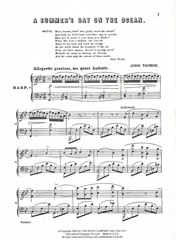 The Seasons For The Harp Summer Thomas J.