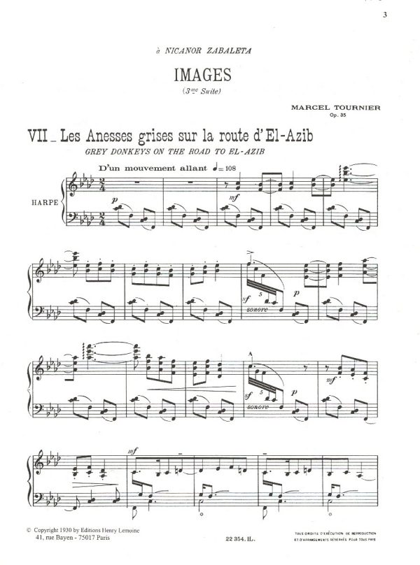Images Pour Harpe Op 35 Suite No 3 and 4 Tournier M.