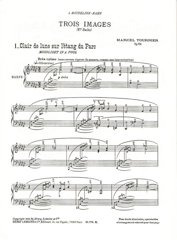 Images Pour Harpe Suite No 1 Tournier M.
