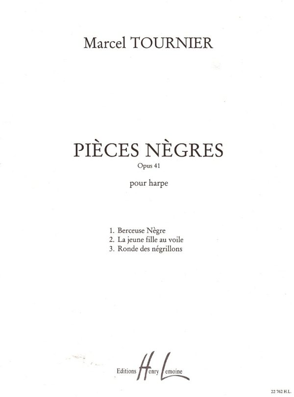 Pieces Negres Op 41 Pour Harpe Tournier M.
