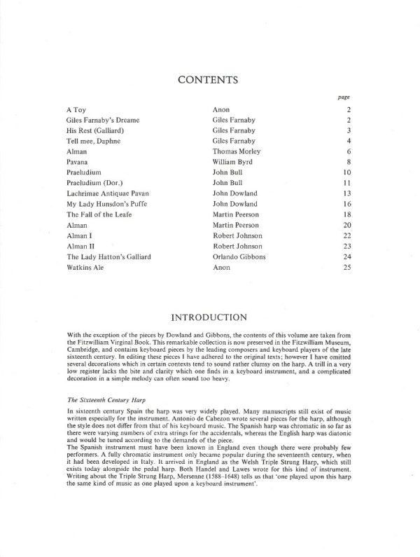 Anthology Of English Music For The Harp Volume 1 Watkins D.