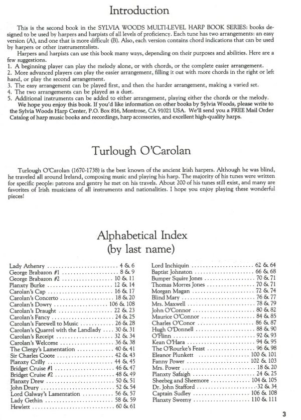 40 O'Carolan Tunes For All Harps Woods S.