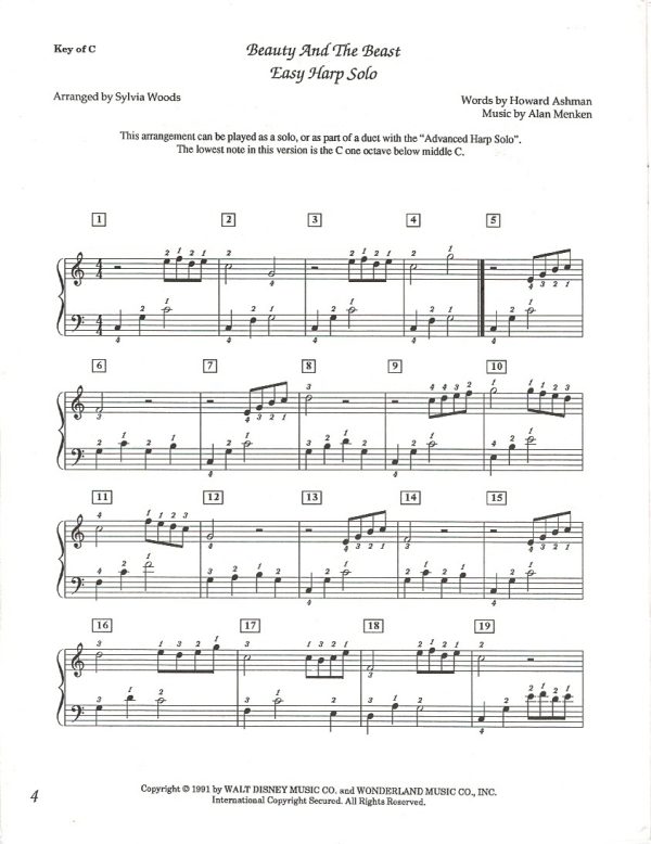 Beauty And The Beast (Harp Solo, Harp Duet, Harp Ensemble) Menken A./Ashman H./Woods S.