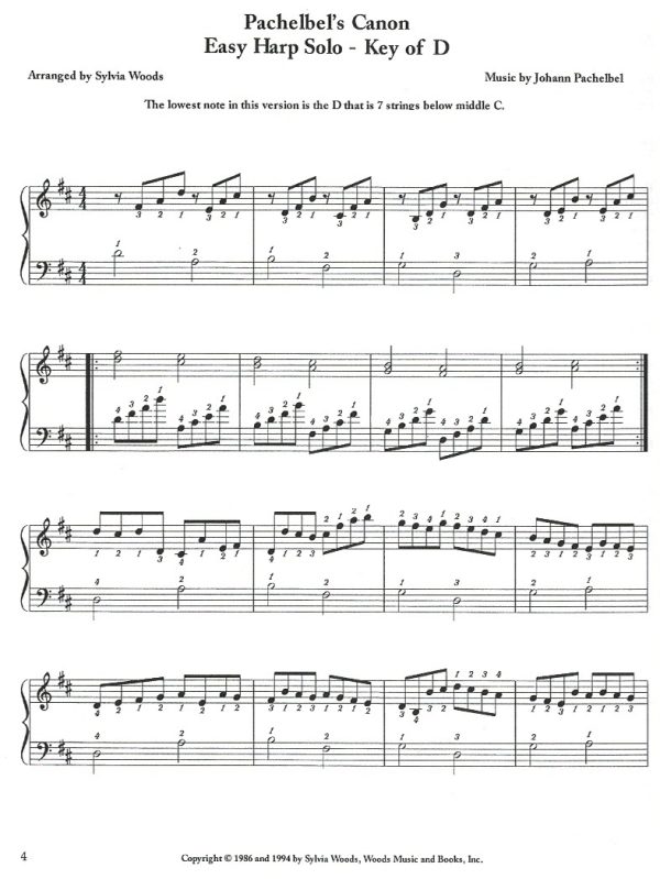 Pachelbel's Canon (Harp Solo, Harp Duet, Flute or Violin & Harp) Pachelbel J./Woods S.