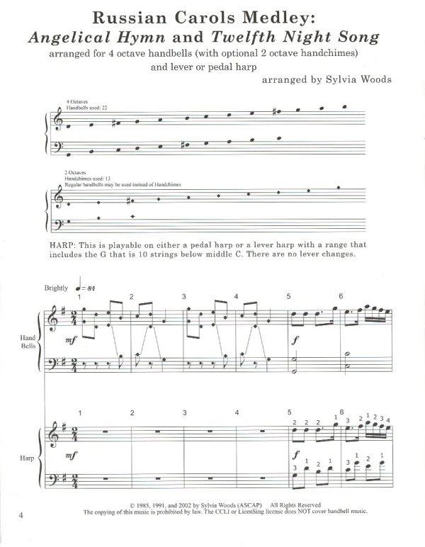 Russian Carols Medley (Handbells & Harp) Woods S.