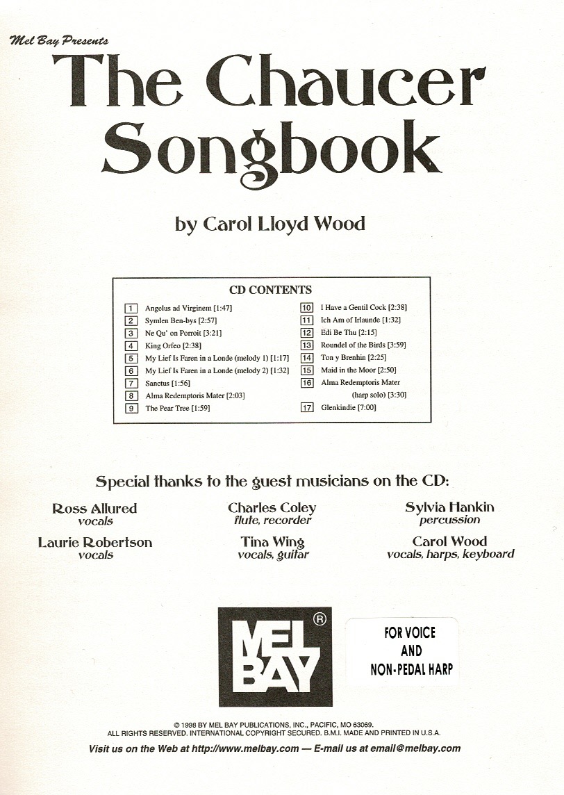 WOODS-The-Chaucer-Songbook The Chaucer Songbook (Voice & Harp) Wood C.