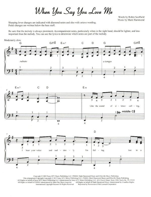 When You Say You Love Me Scoffield R./Hammond M./Woods S.