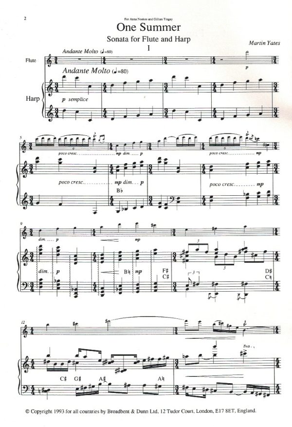 One Summer (Flute & Harp) Yates M.